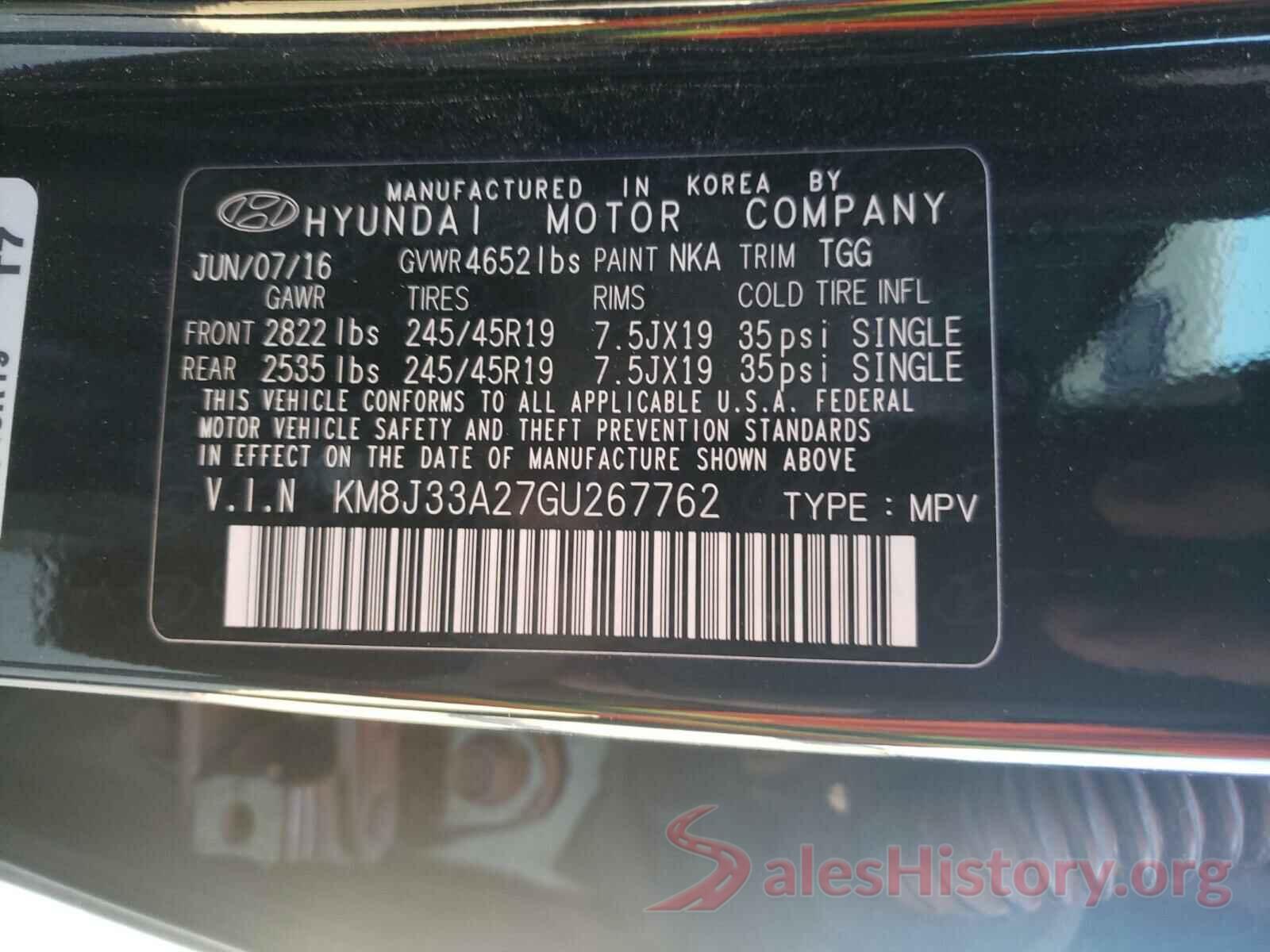 KM8J33A27GU267762 2016 HYUNDAI TUCSON