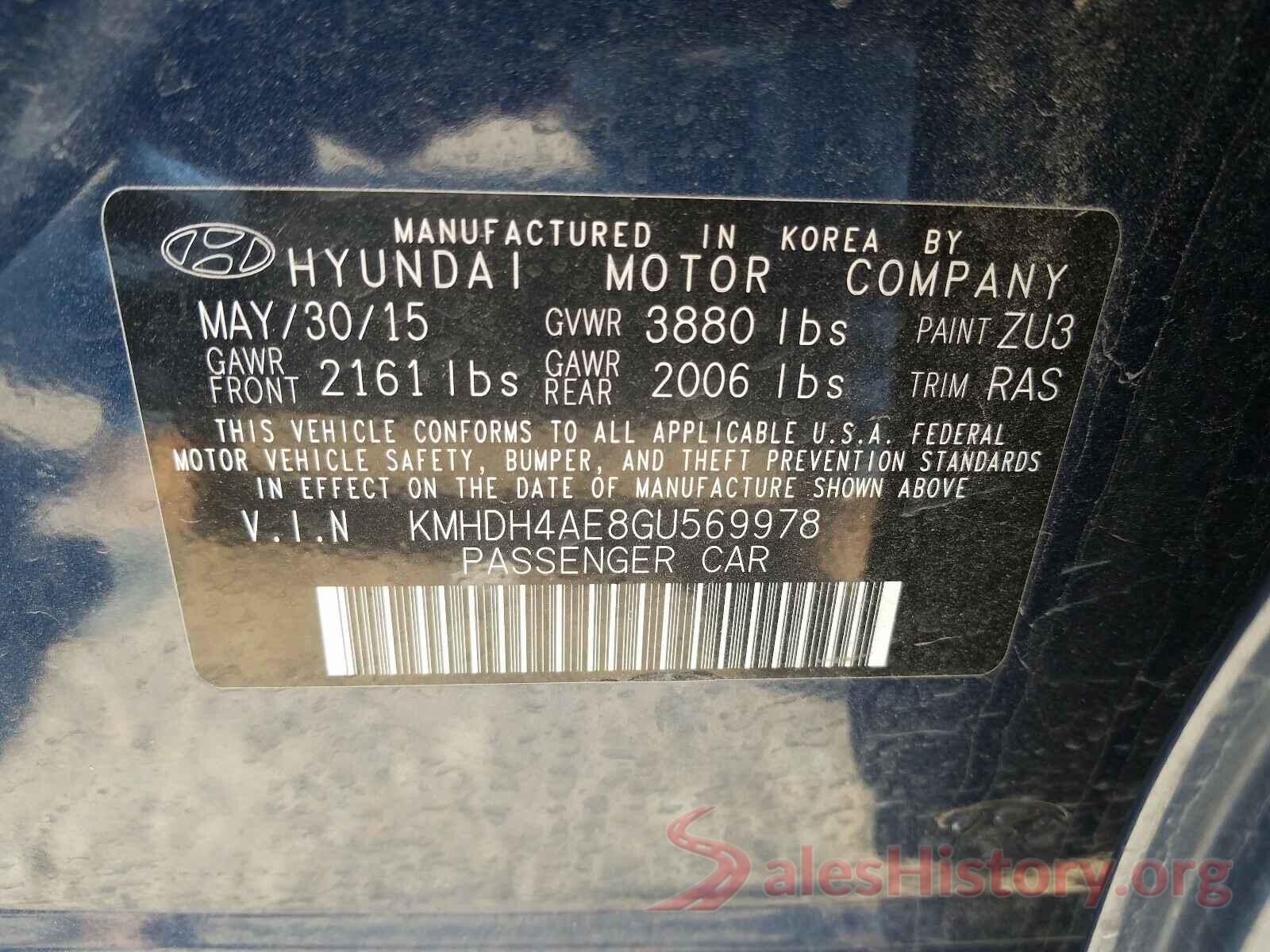 KMHDH4AE8GU569978 2016 HYUNDAI ELANTRA