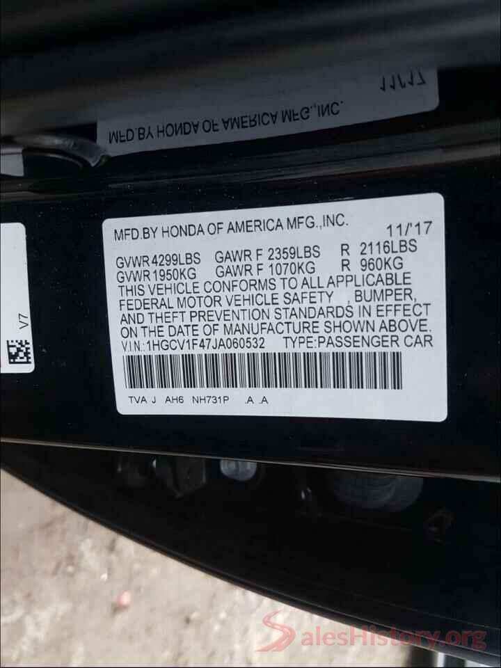 1HGCV1F47JA060532 2018 HONDA ACCORD