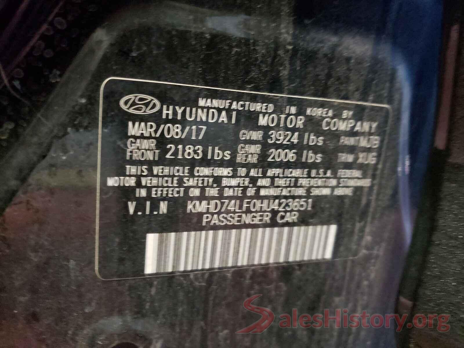 KMHD74LF0HU423651 2017 HYUNDAI ELANTRA