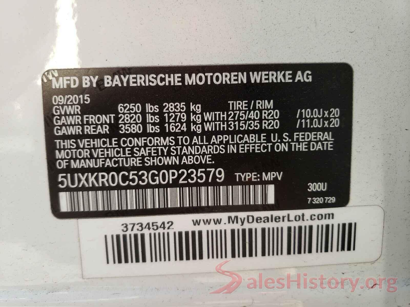 5UXKR0C53G0P23579 2016 BMW X5