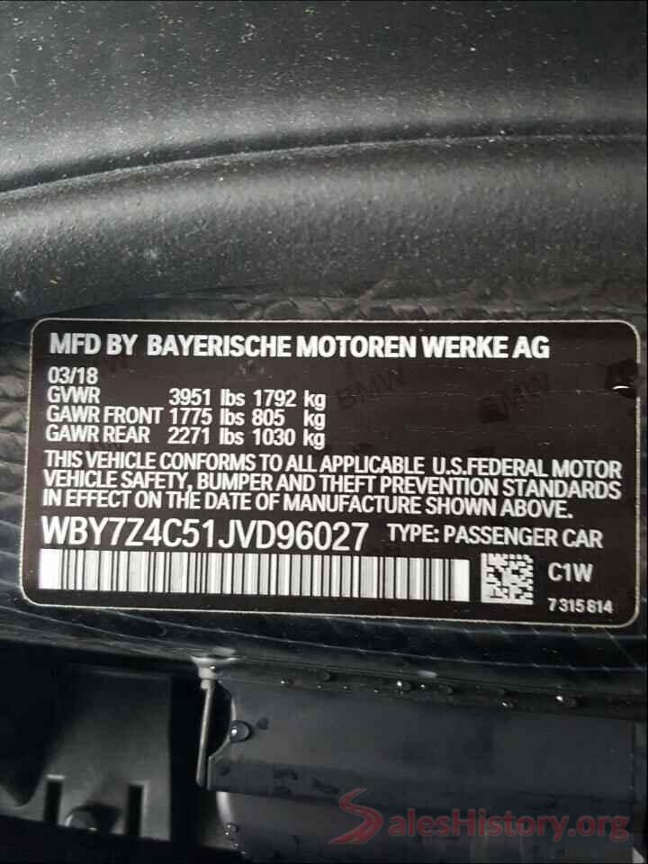 WBY7Z4C51JVD96027 2018 BMW I SERIES