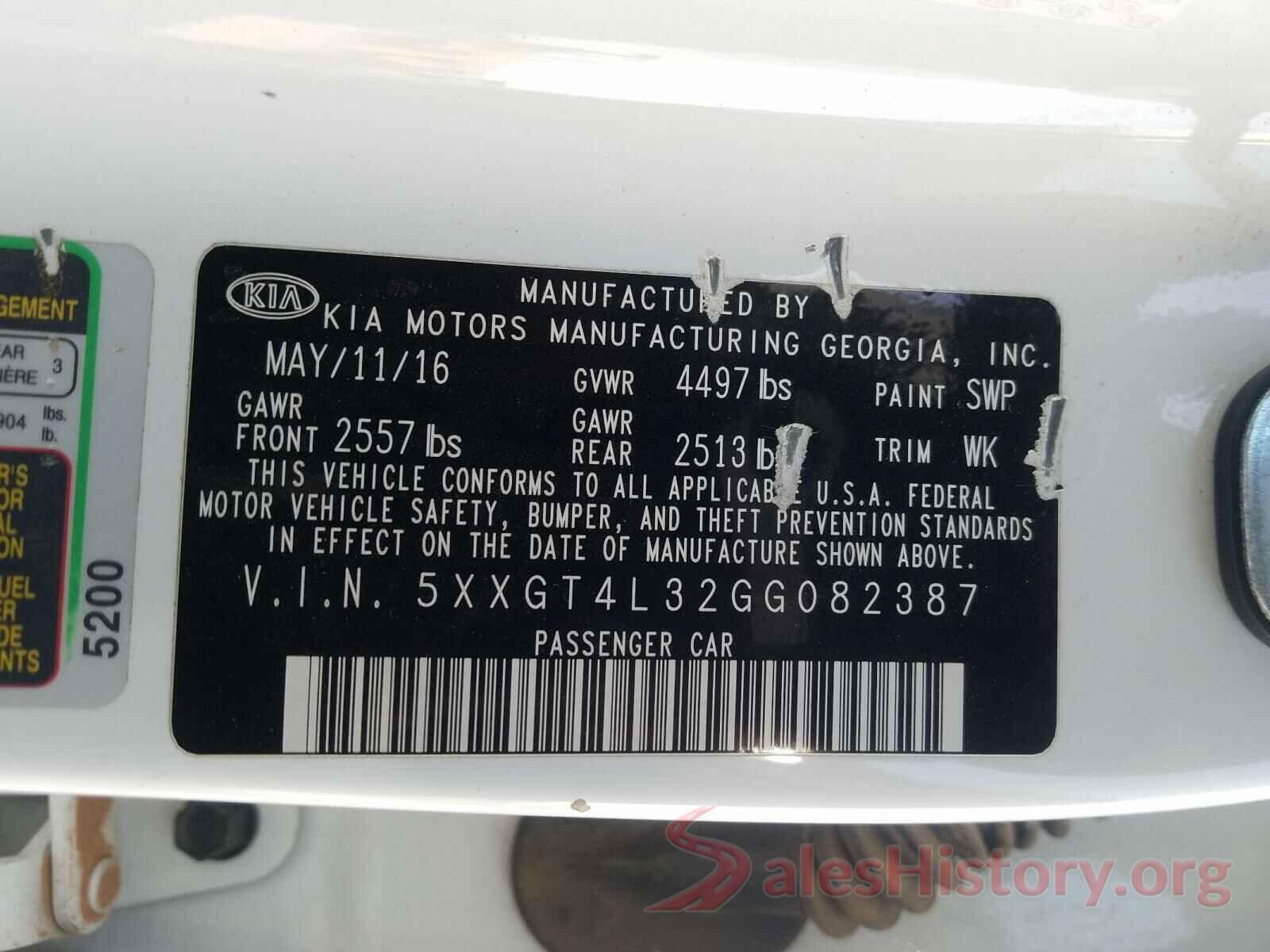 5XXGT4L32GG082387 2016 KIA OPTIMA