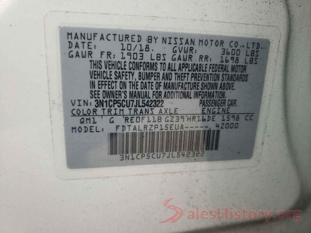 3N1CP5CU7JL542322 2018 NISSAN KICKS