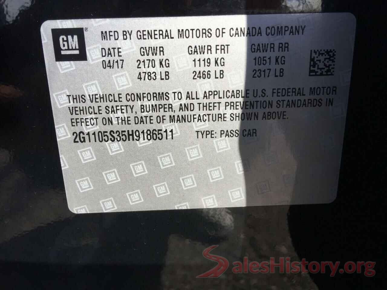 2G1105S35H9186511 2017 CHEVROLET IMPALA