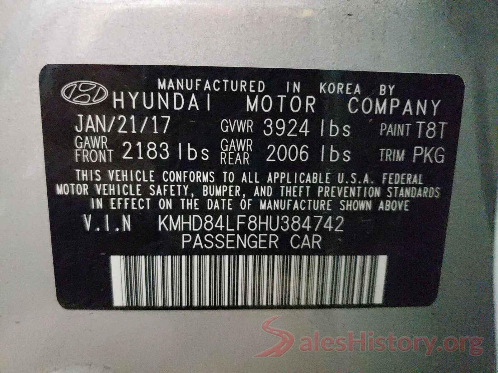 KMHD84LF8HU384742 2017 HYUNDAI ELANTRA