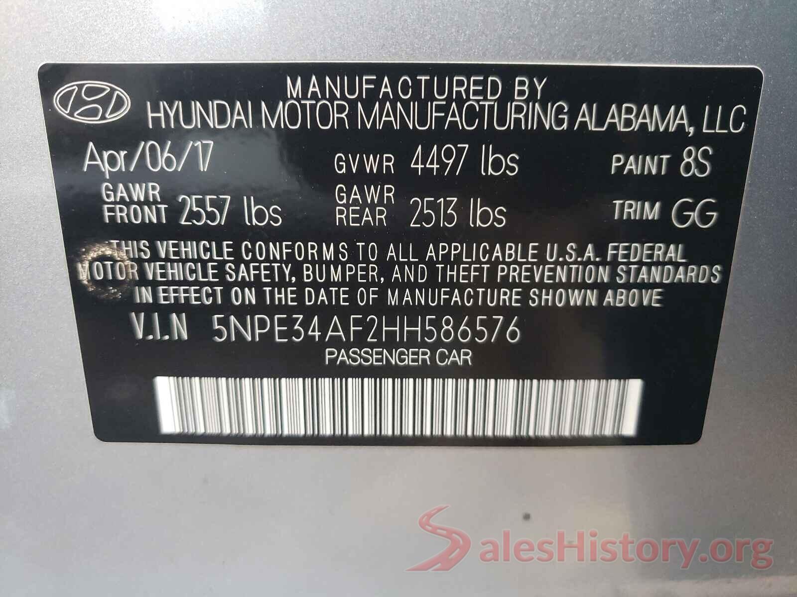 5NPE34AF2HH586576 2017 HYUNDAI SONATA