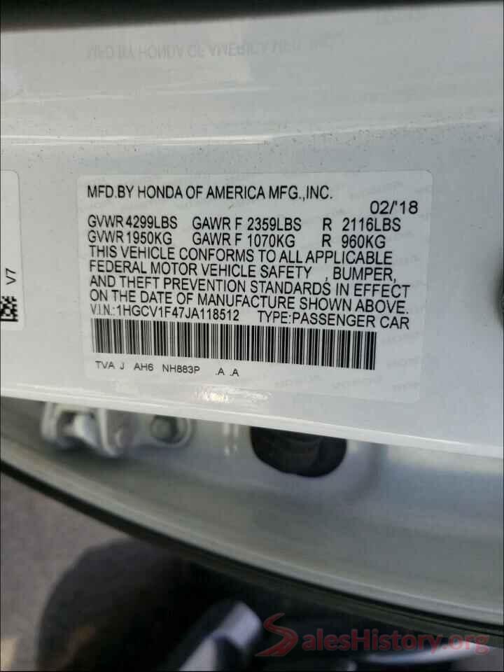 1HGCV1F47JA118512 2018 HONDA ACCORD