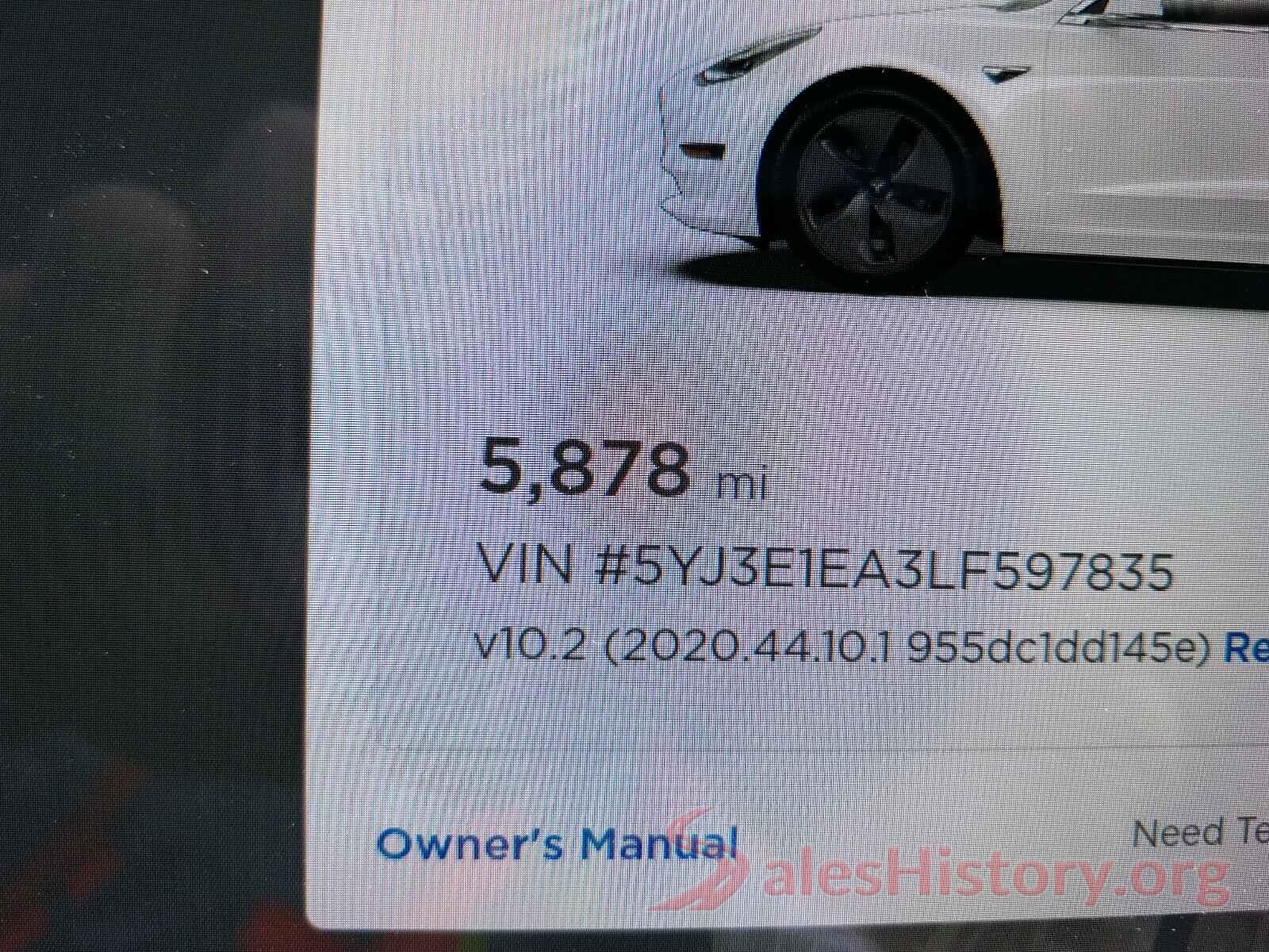 5YJ3E1EA3LF597835 2020 TESLA MODEL 3