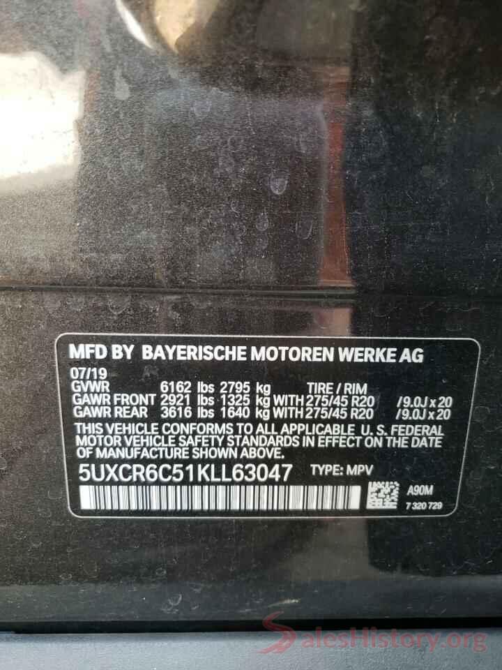 5UXCR6C51KLL63047 2019 BMW X5