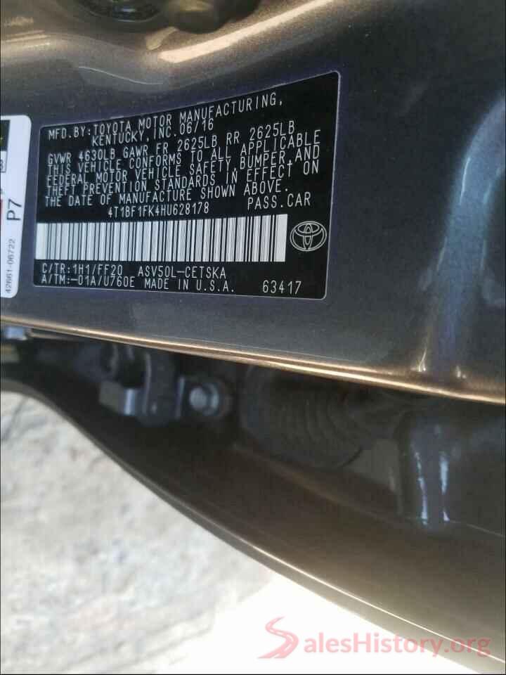 4T1BF1FK4HU628178 2017 TOYOTA CAMRY