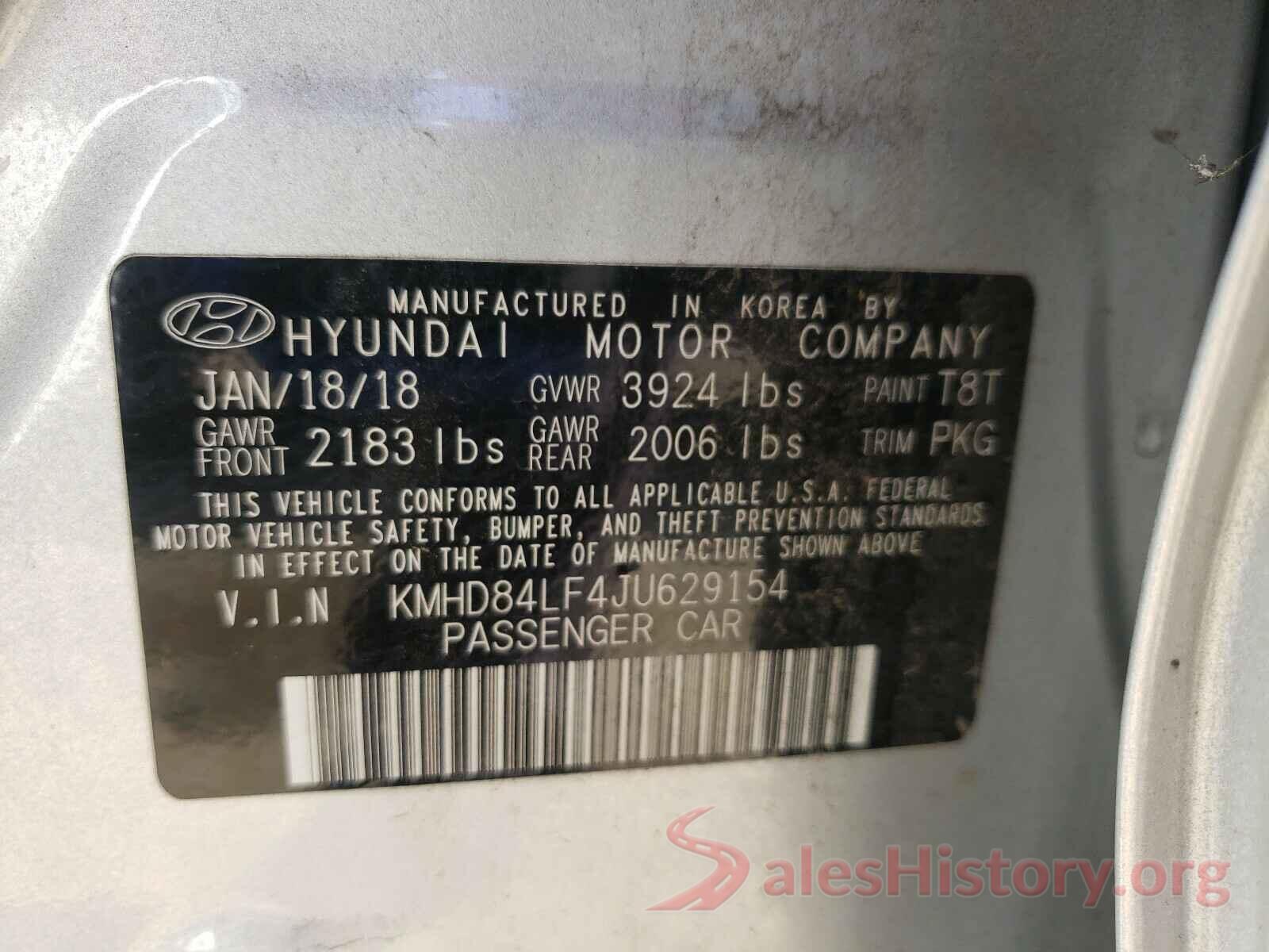 KMHD84LF4JU629154 2018 HYUNDAI ELANTRA