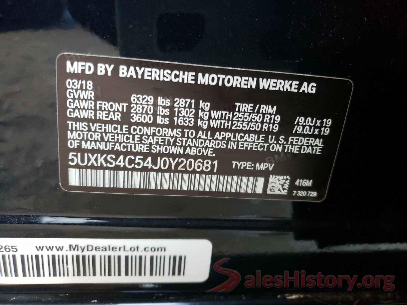 5UXKS4C54J0Y20681 2018 BMW X5