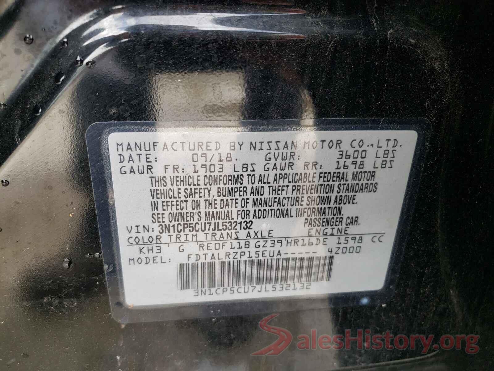 3N1CP5CU7JL532132 2018 NISSAN KICKS