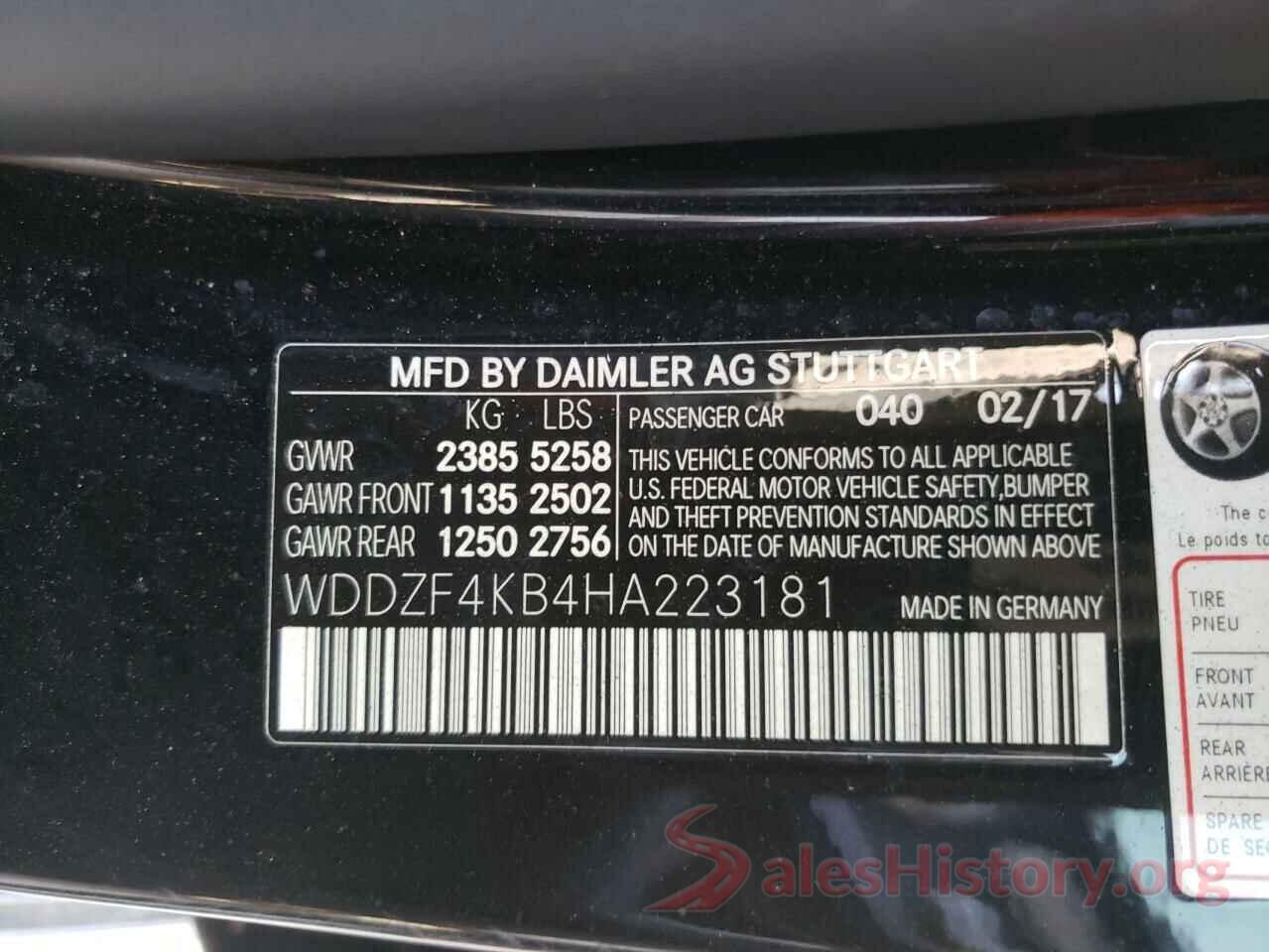 WDDZF4KB4HA223181 2017 MERCEDES-BENZ E-CLASS