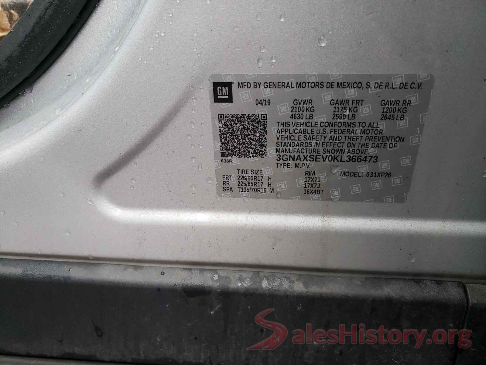 3GNAXSEV0KL366473 2019 CHEVROLET EQUINOX