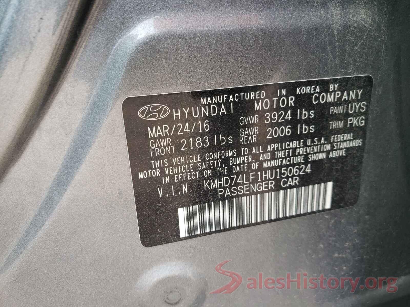 KMHD74LF1HU150624 2017 HYUNDAI ELANTRA