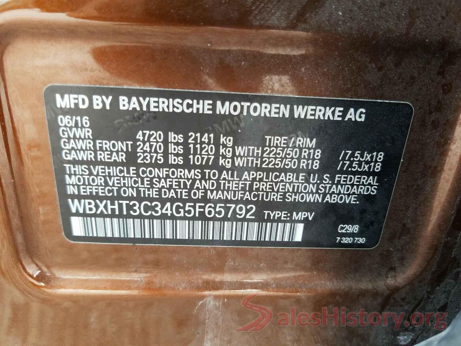 WBXHT3C34G5F65792 2016 BMW X1