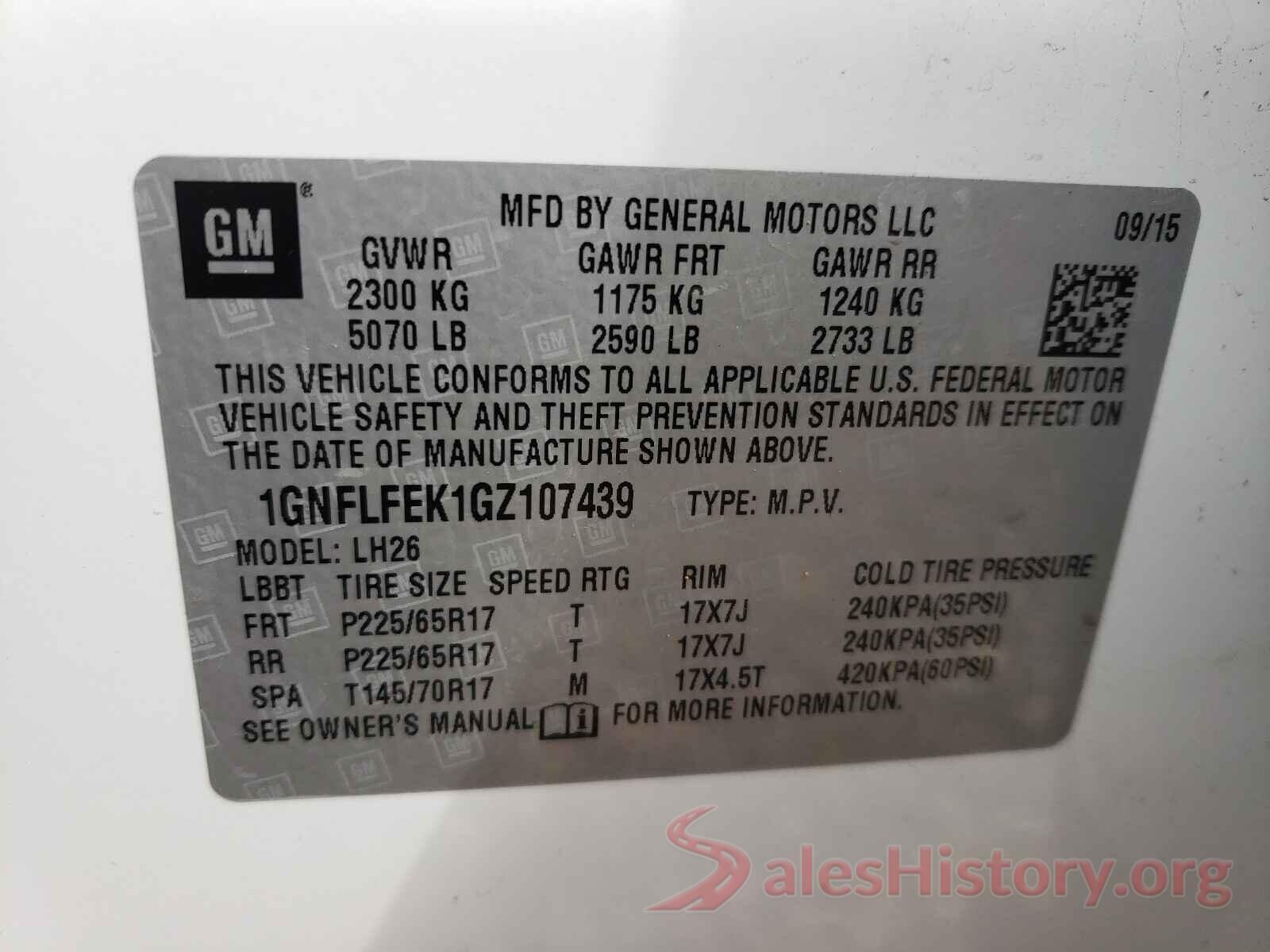 1GNFLFEK1GZ107439 2016 CHEVROLET EQUINOX