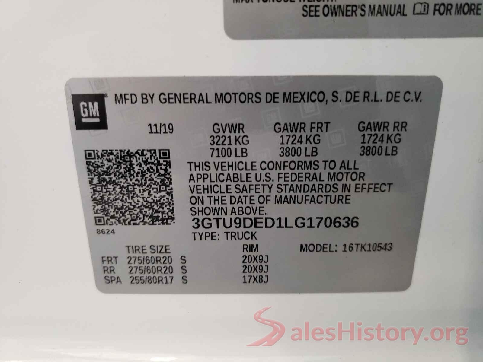 3GTU9DED1LG170636 2020 GMC SIERRA