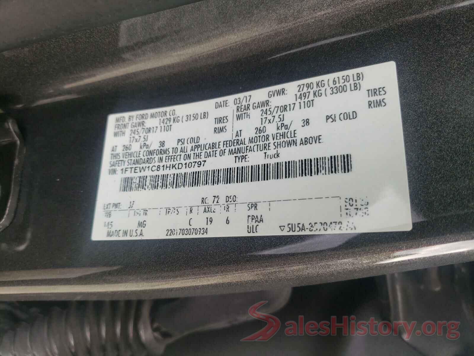 1FTEW1C81HKD10797 2017 FORD F150