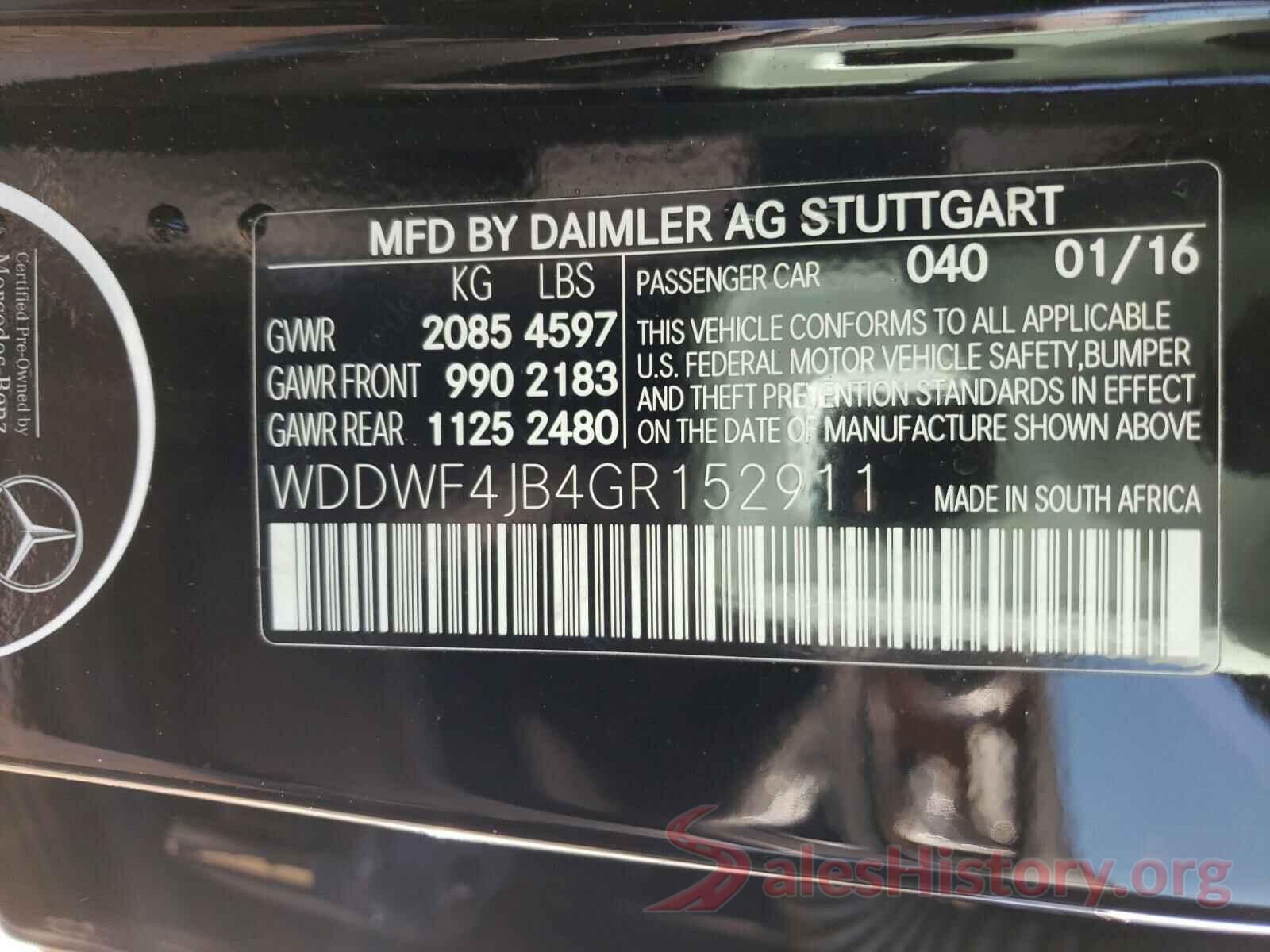 WDDWF4JB4GR152911 2016 MERCEDES-BENZ C CLASS