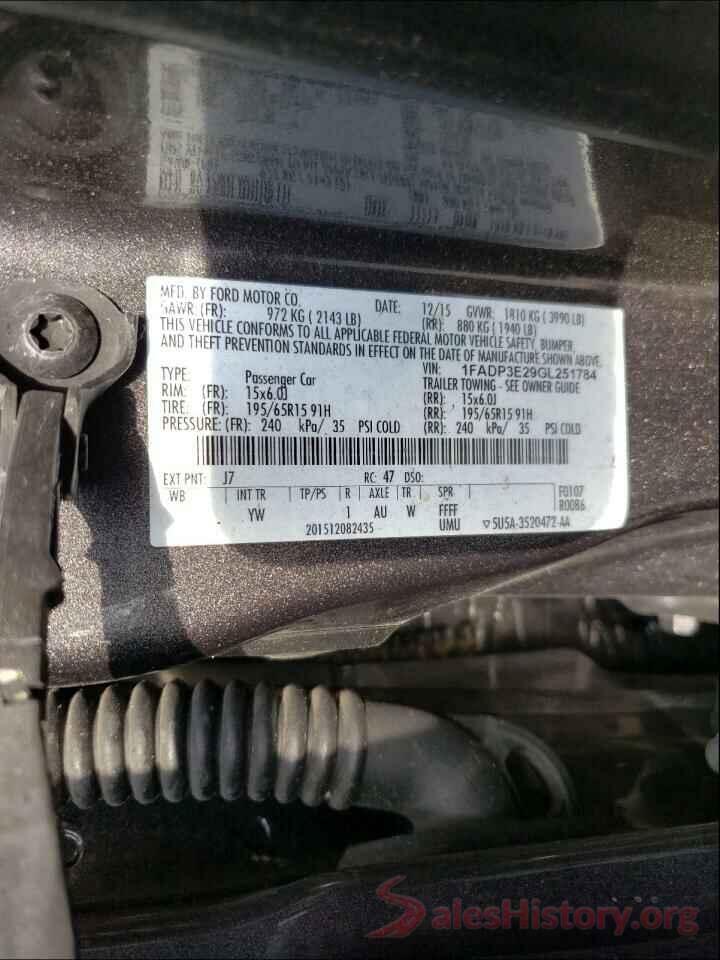 1FADP3E29GL251784 2016 FORD FOCUS