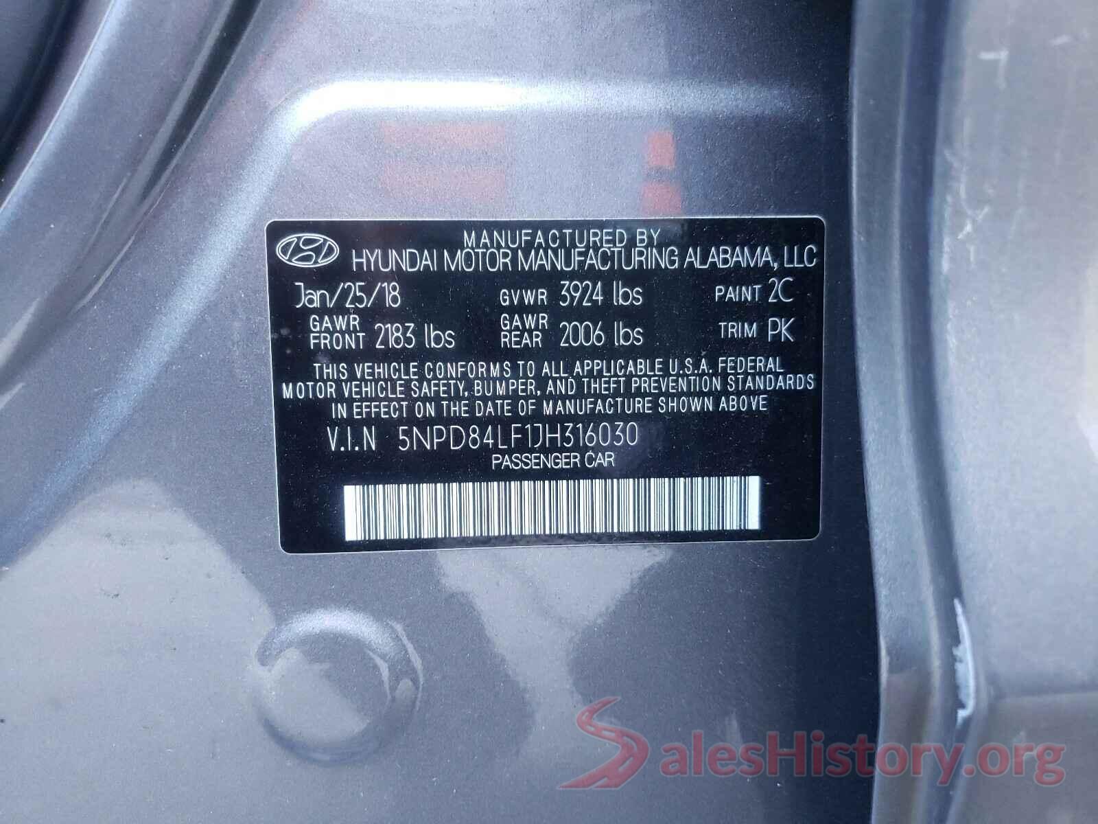 5NPD84LF1JH316030 2018 HYUNDAI ELANTRA