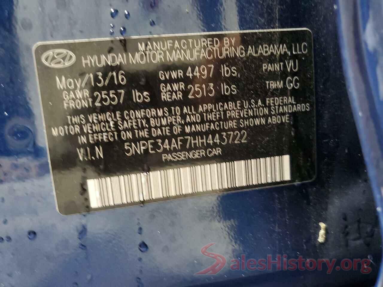 5NPE34AF7HH443722 2017 HYUNDAI SONATA