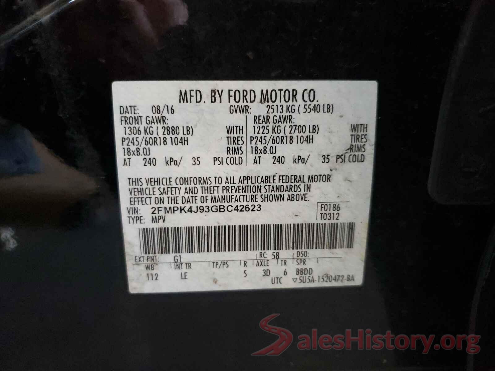 2FMPK4J93GBC42623 2016 FORD EDGE