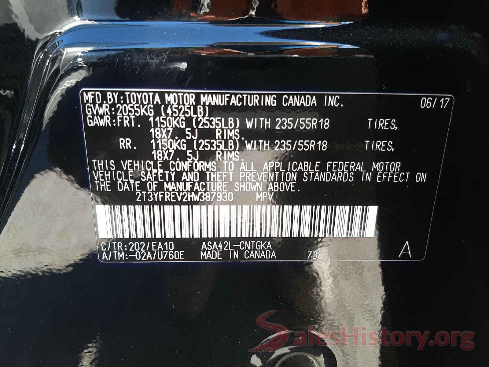 2T3YFREV2HW387930 2017 TOYOTA RAV4