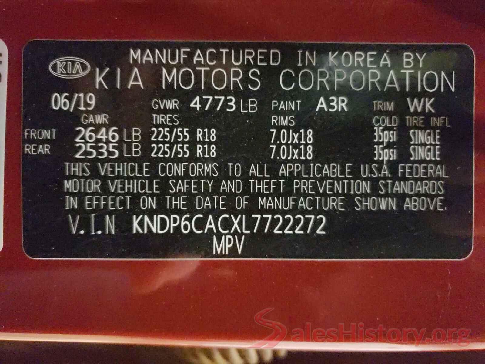 KNDP6CACXL7722272 2020 KIA SPORTAGE