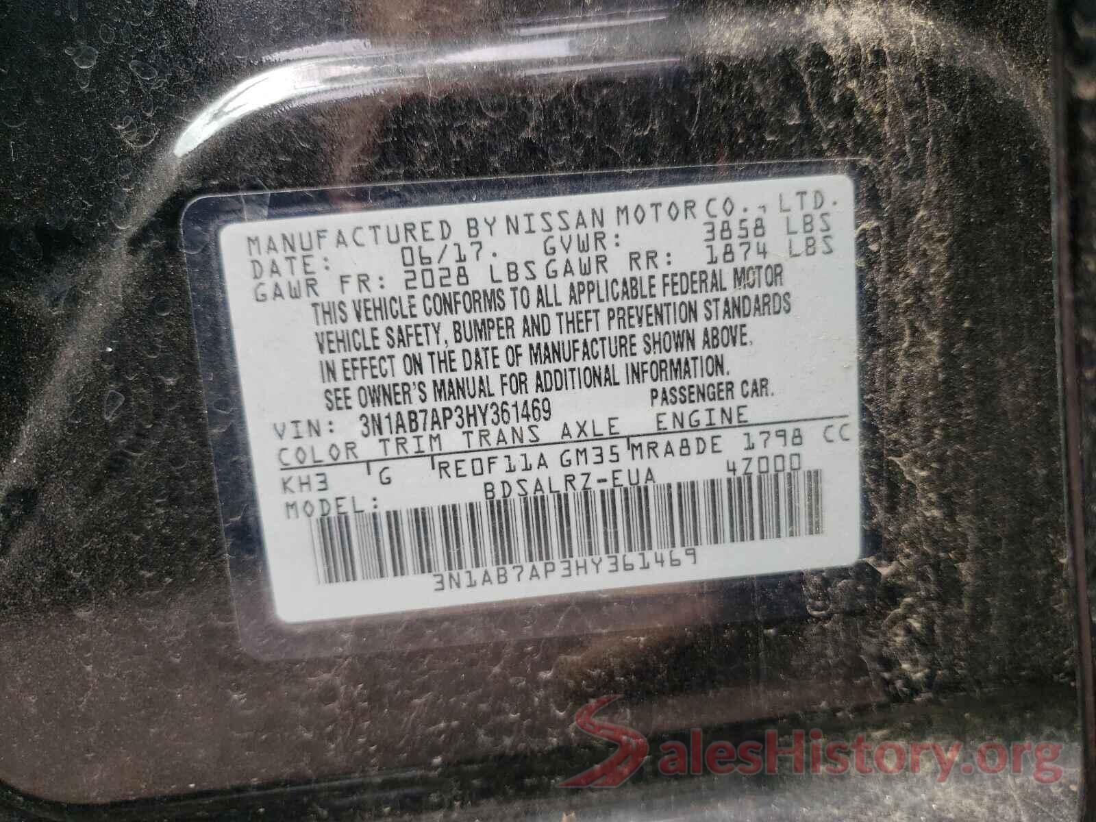 3N1AB7AP3HY361469 2017 NISSAN SENTRA