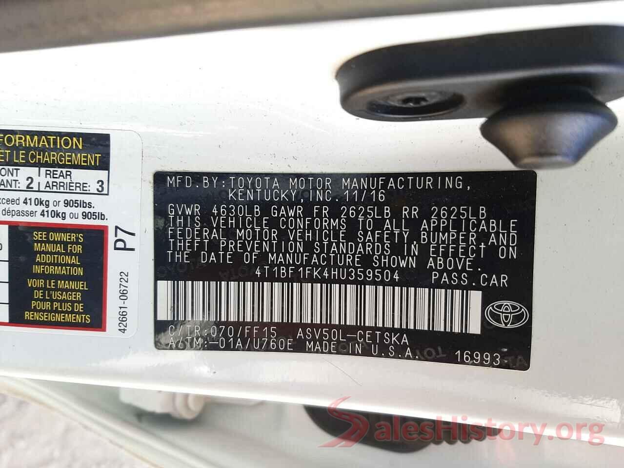 4T1BF1FK4HU359504 2017 TOYOTA CAMRY