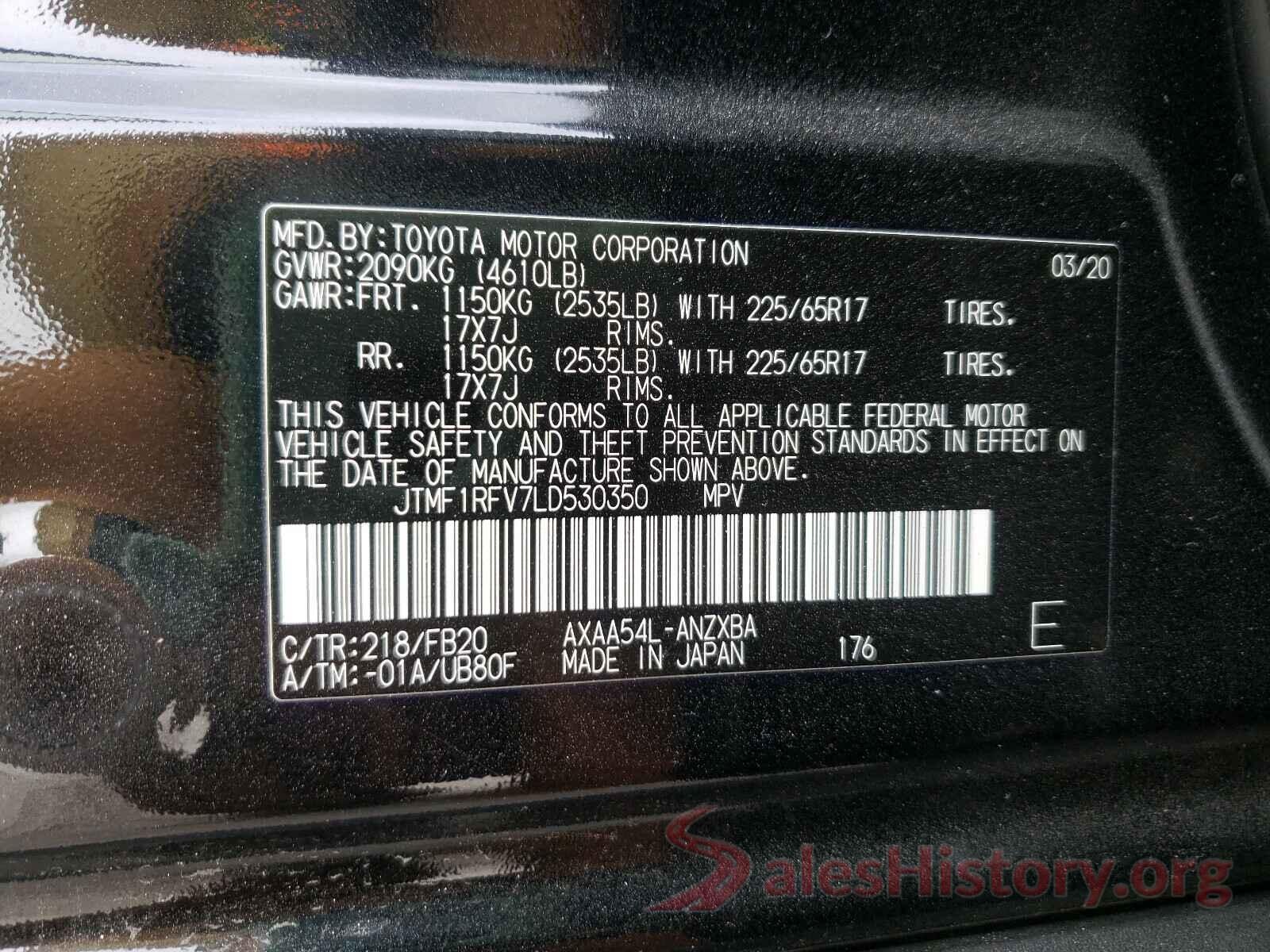 JTMF1RFV7LD530350 2020 TOYOTA RAV4