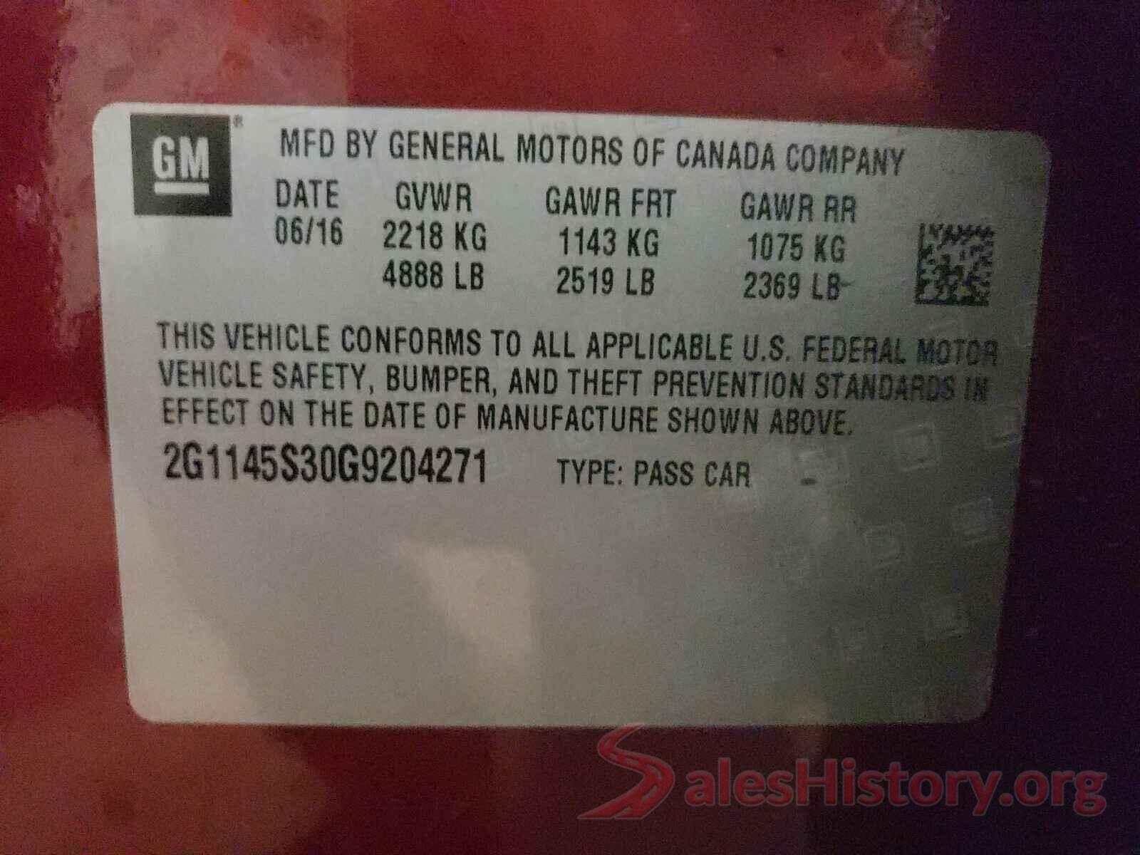 2G1145S30G9204271 2016 CHEVROLET IMPALA