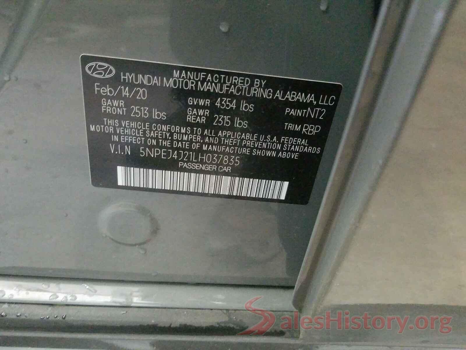 5NPEJ4J21LH037835 2020 HYUNDAI SONATA