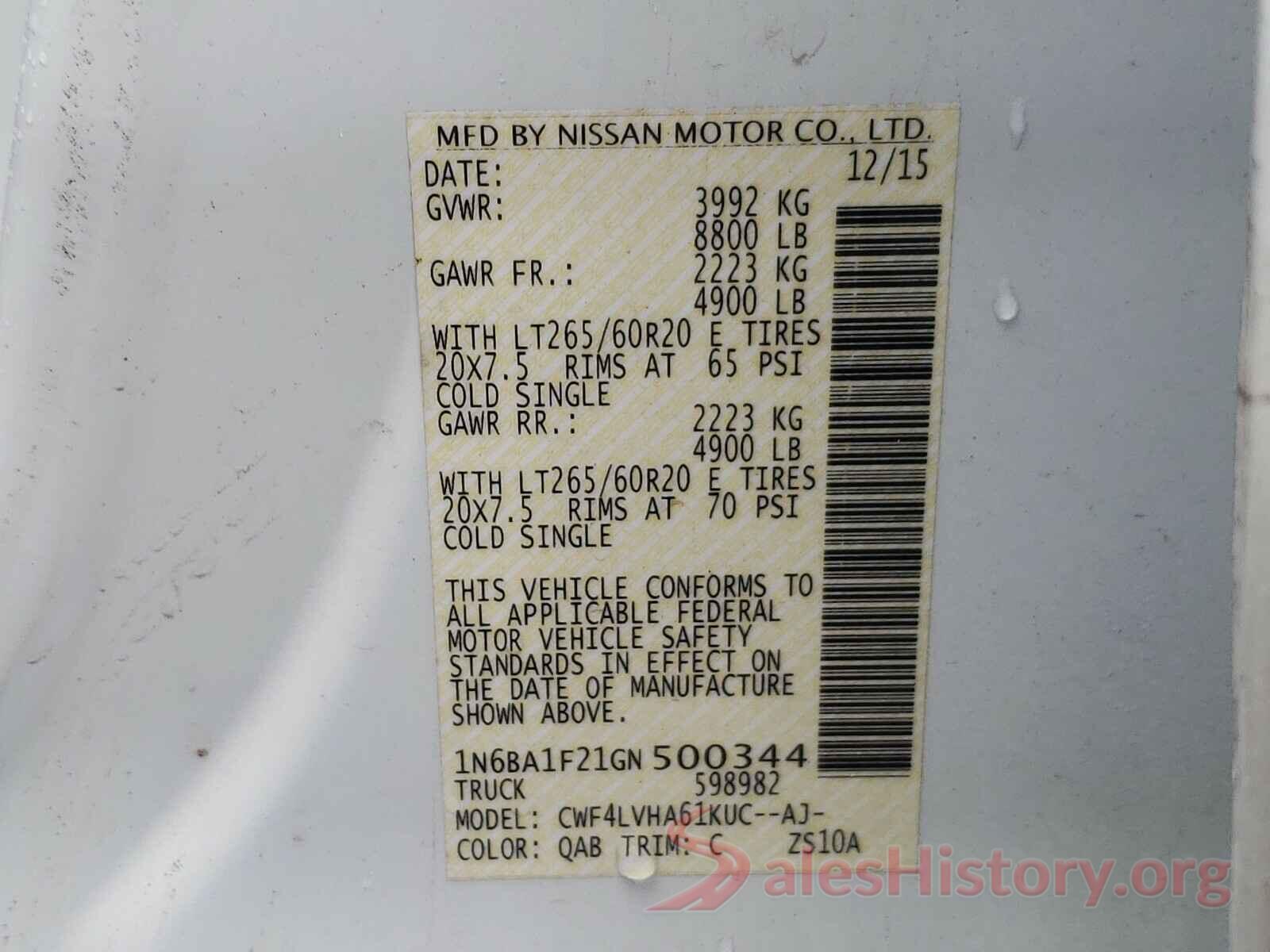 1N6BA1F21GN500344 2016 NISSAN TITAN