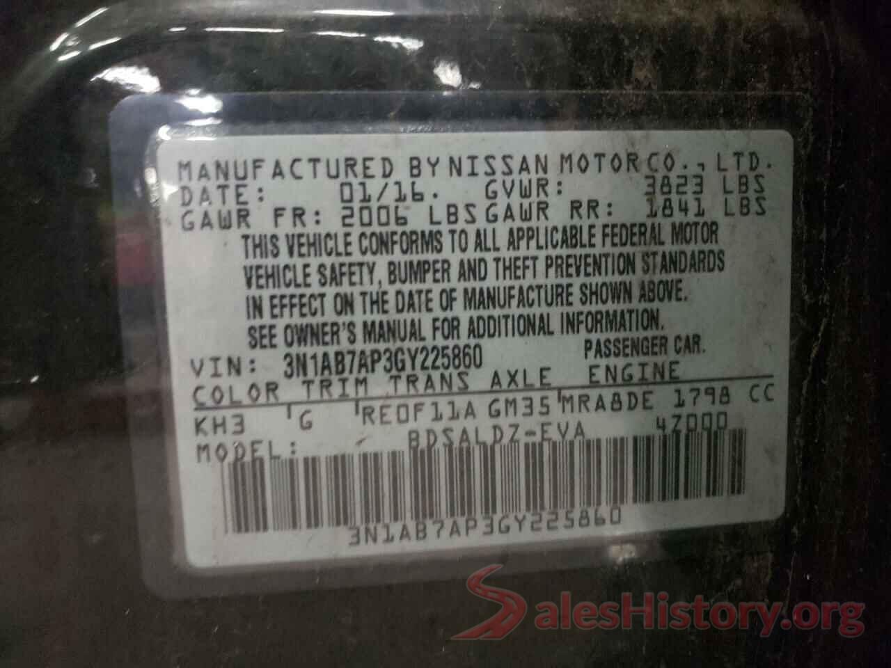 3N1AB7AP3GY225860 2016 NISSAN SENTRA