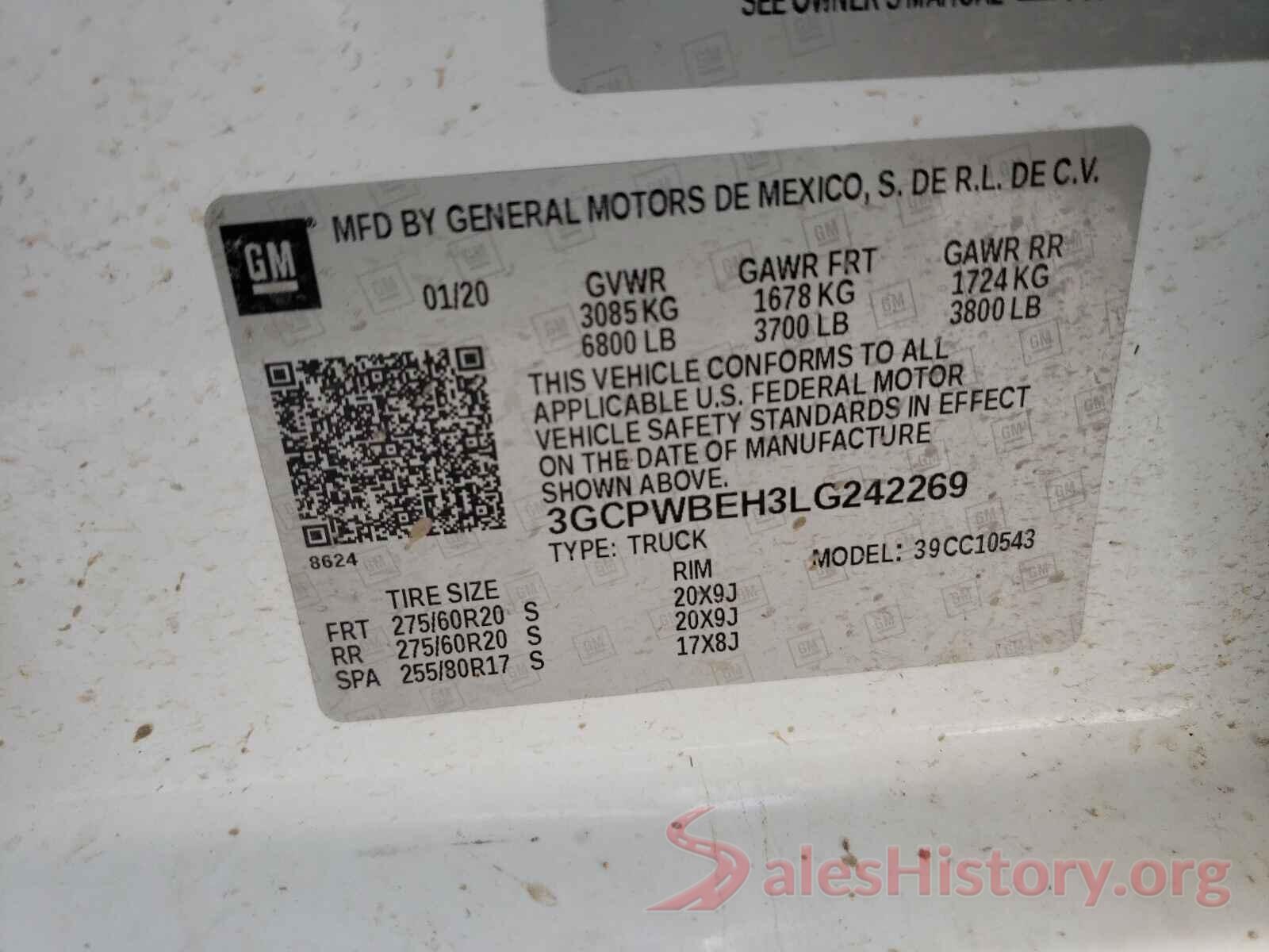 3GCPWBEH3LG242269 2020 CHEVROLET SILVERADO