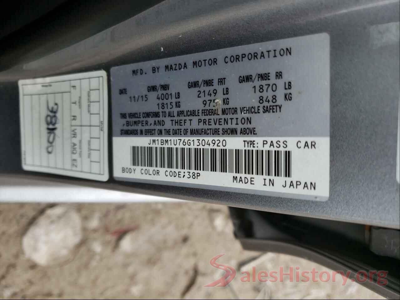 JM1BM1U76G1304920 2016 MAZDA 3