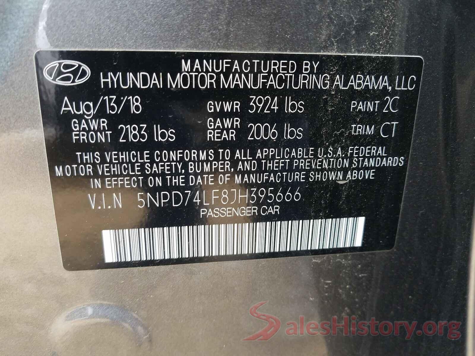 5NPD74LF8JH395666 2018 HYUNDAI ELANTRA