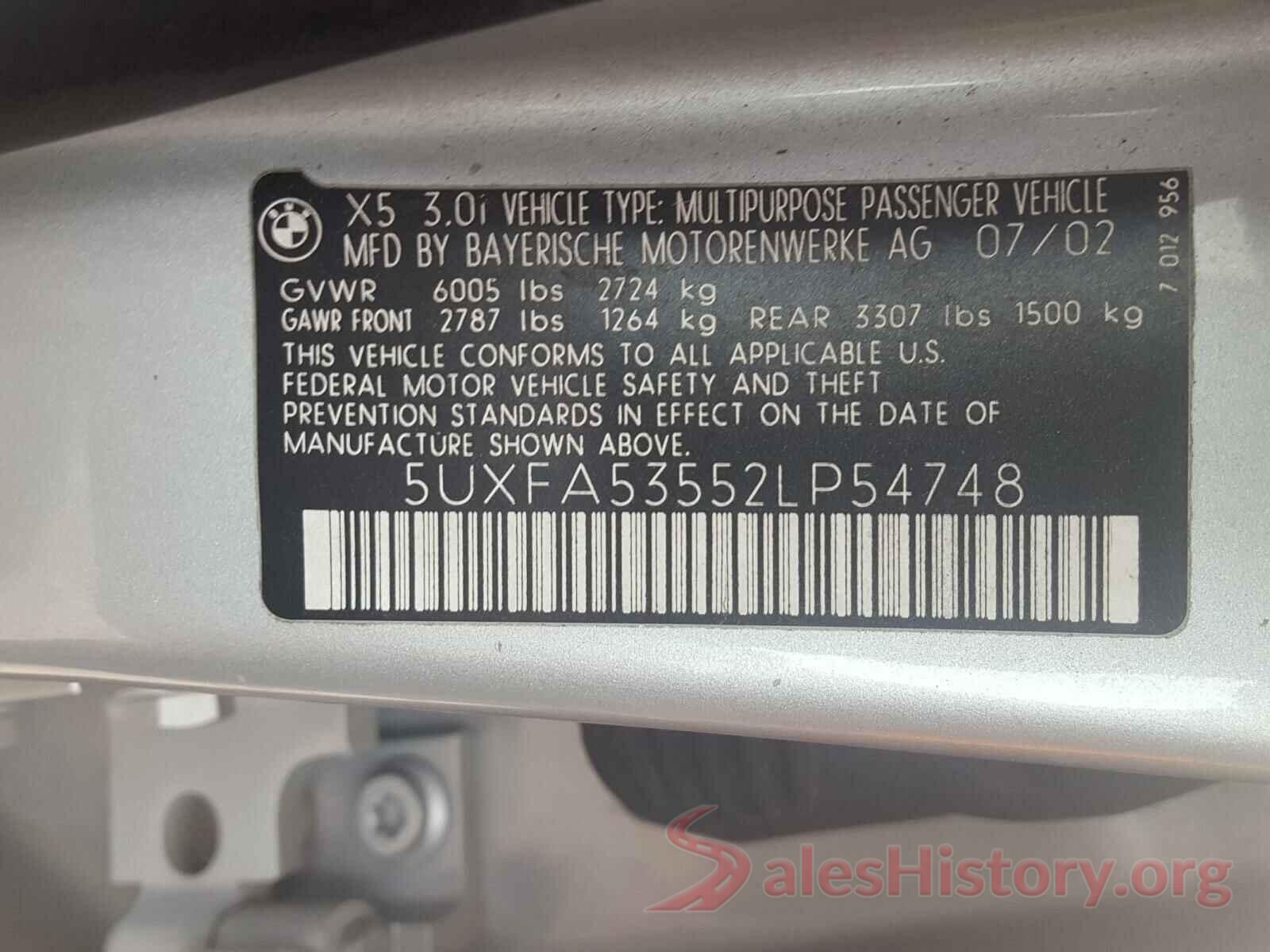 5UXFA53552LP54748 2002 BMW X5