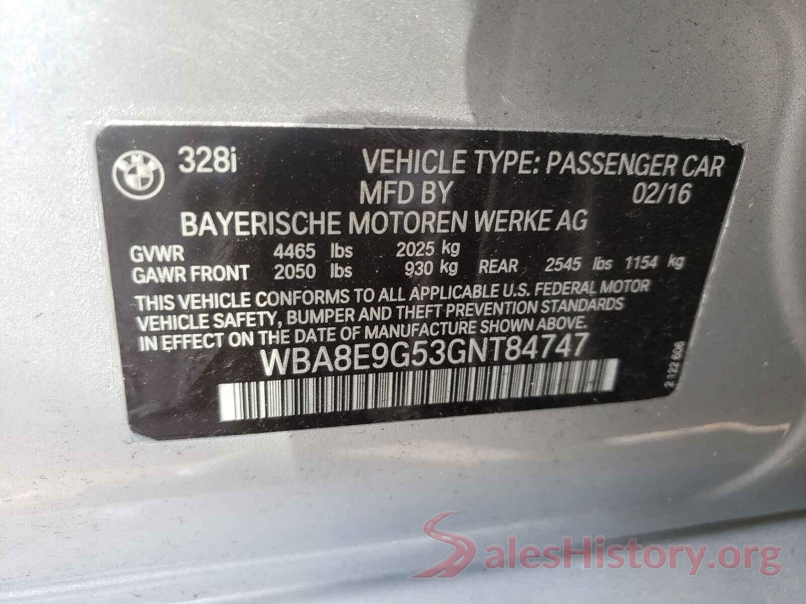 WBA8E9G53GNT84747 2016 BMW 3 SERIES