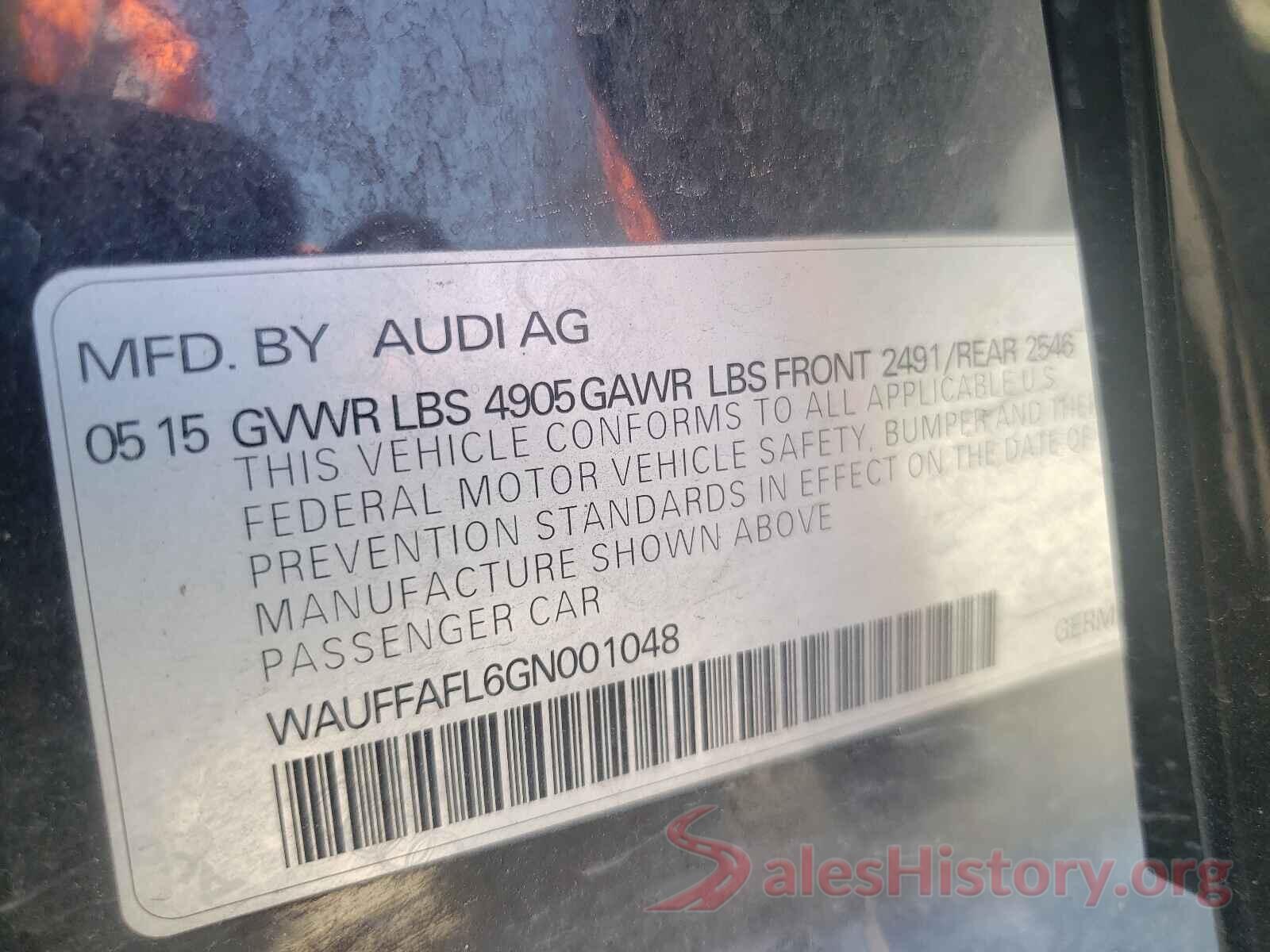 WAUFFAFL6GN001048 2016 AUDI A4