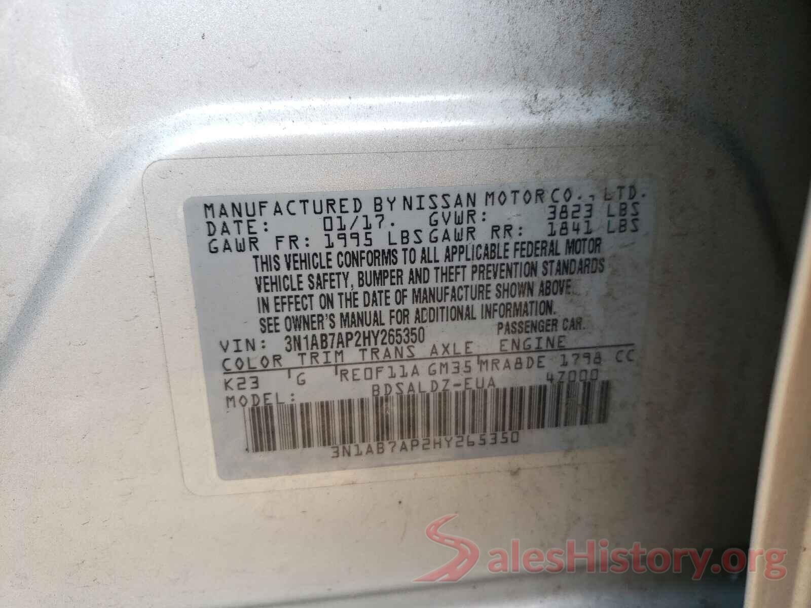 3N1AB7AP2HY265350 2017 NISSAN SENTRA