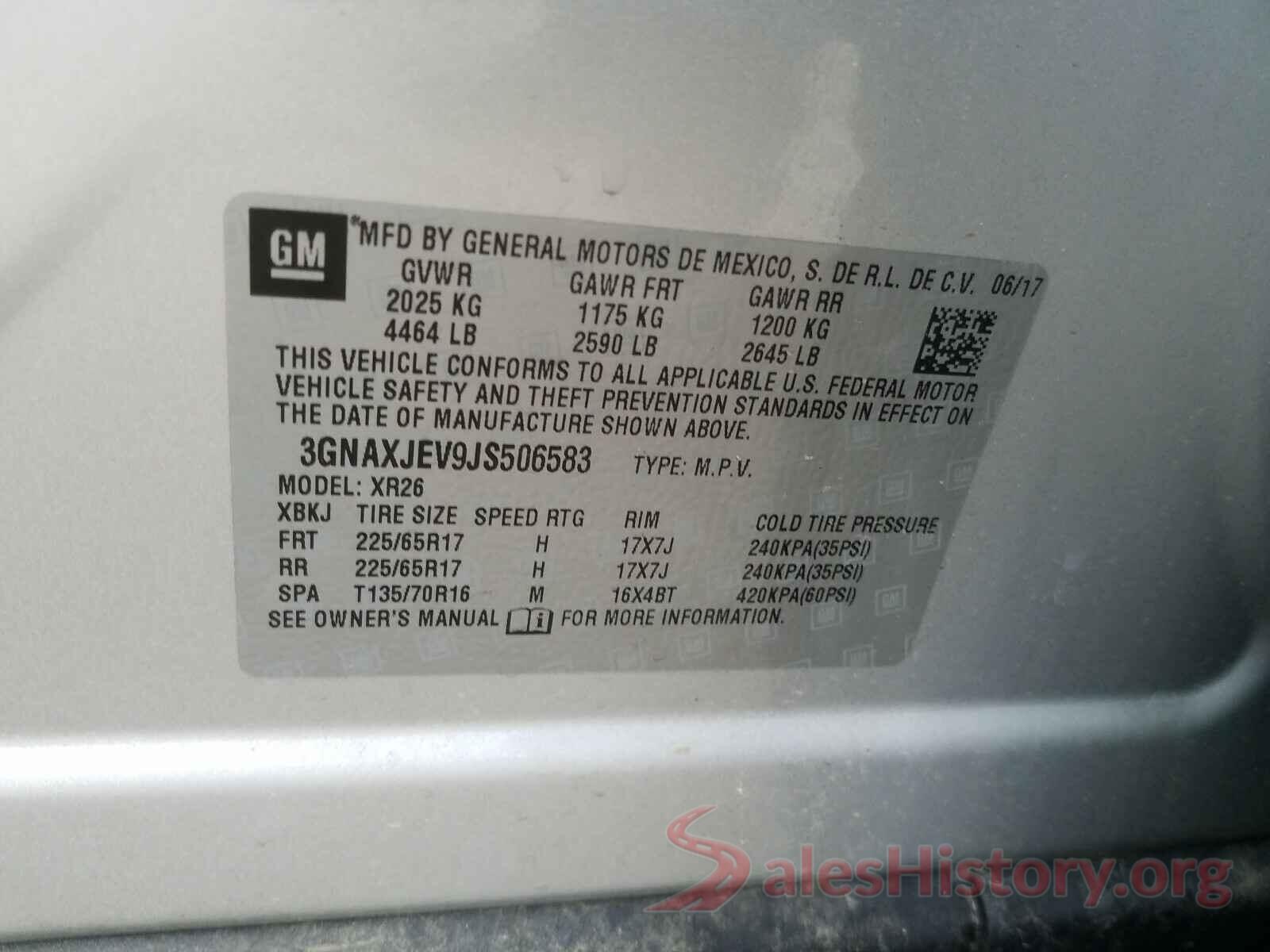 3GNAXJEV9JS506583 2018 CHEVROLET EQUINOX