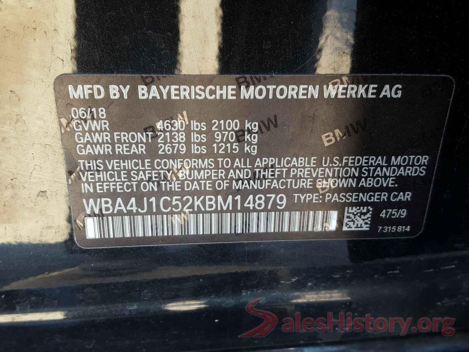 WBA4J1C52KBM14879 2019 BMW 4 SERIES