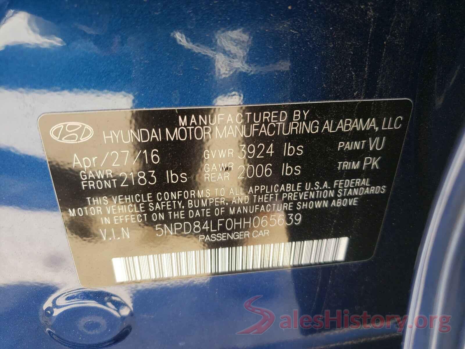 5NPD84LF0HH065639 2017 HYUNDAI ELANTRA