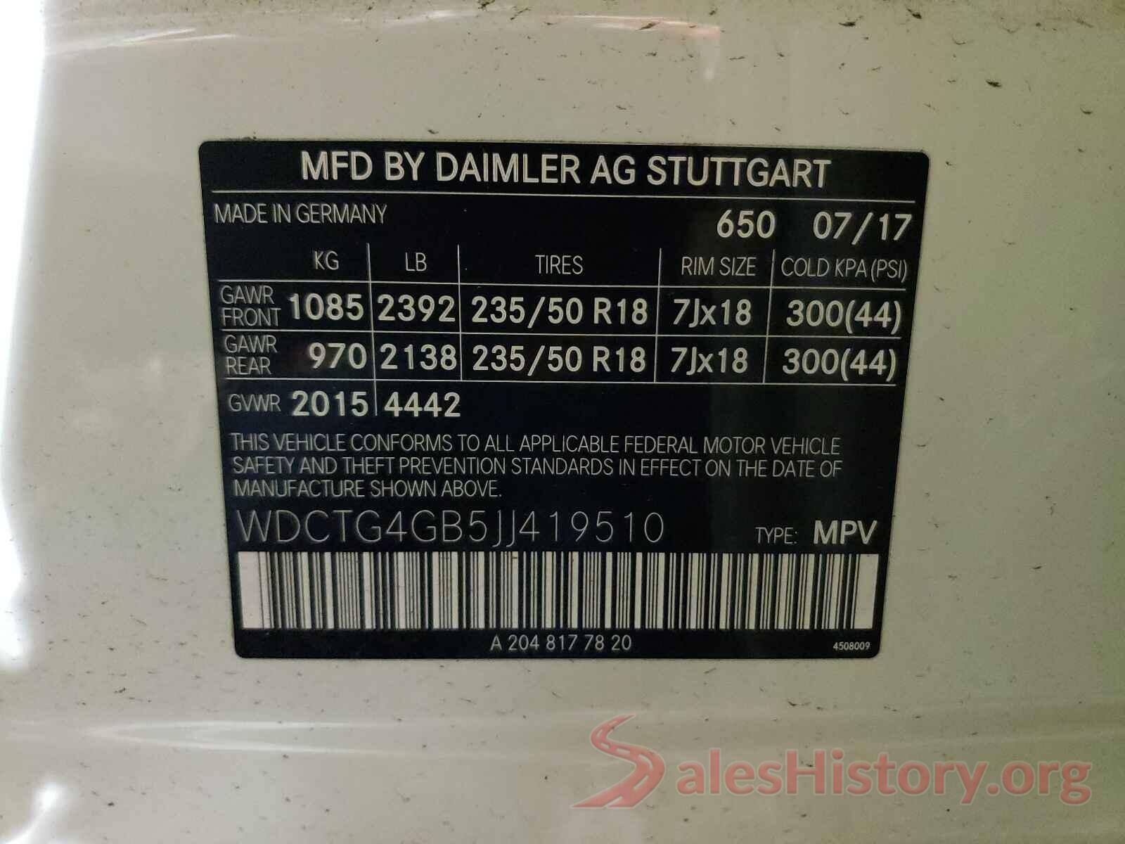 WDCTG4GB5JJ419510 2018 MERCEDES-BENZ GLA-CLASS